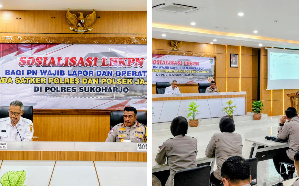 Sosialisasi Pengisian Laporan Harta Kekayaan Penyelenggara Negara (LHKPN) Tahun 2024 pada Satker Polres dan Polsek Jajaran di Polres Sukoharjo