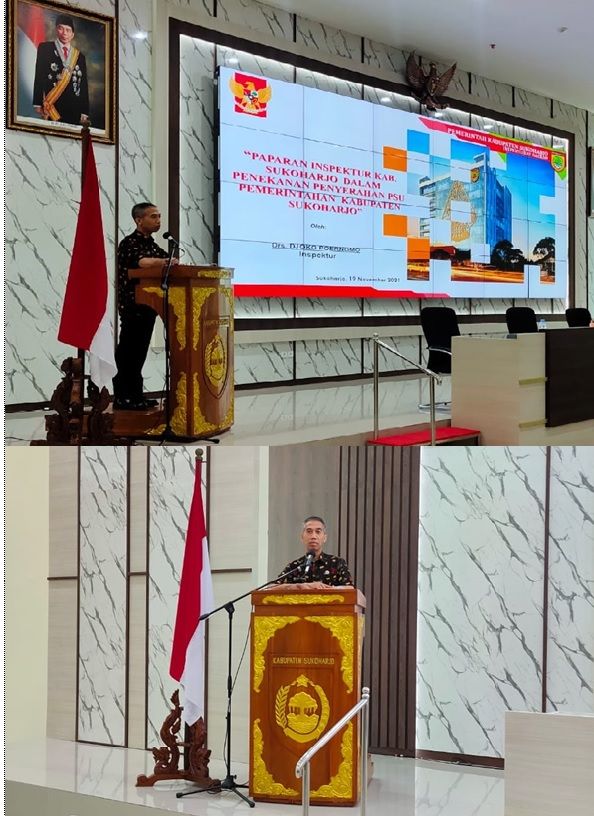 Paparan Inspektur Daerah Kab. Sukoharjo dalam Penekanan Penyerahan PSU Pemerintahan Kab. Sukoharjo